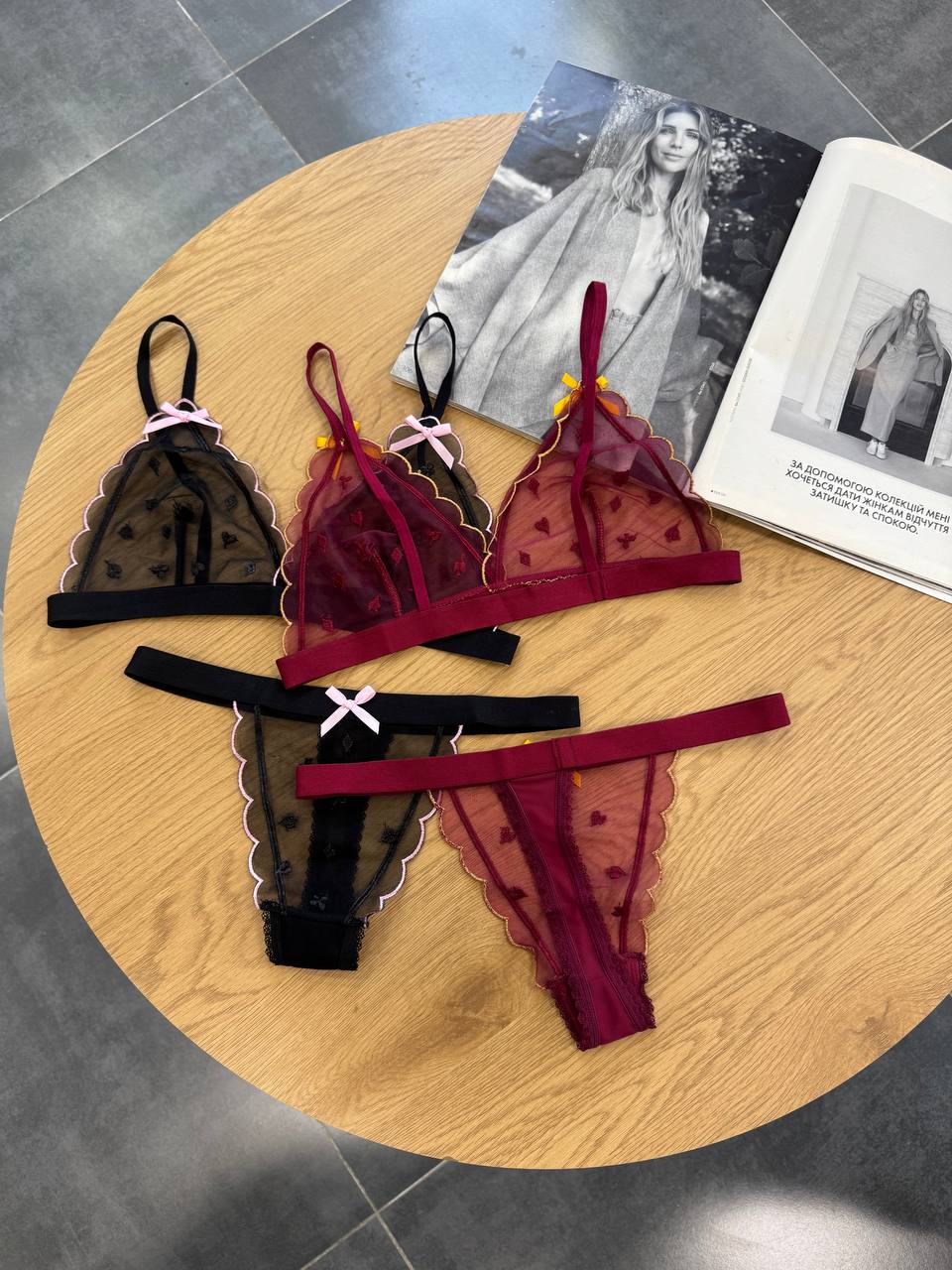 Комплект в сіточку з бантиками