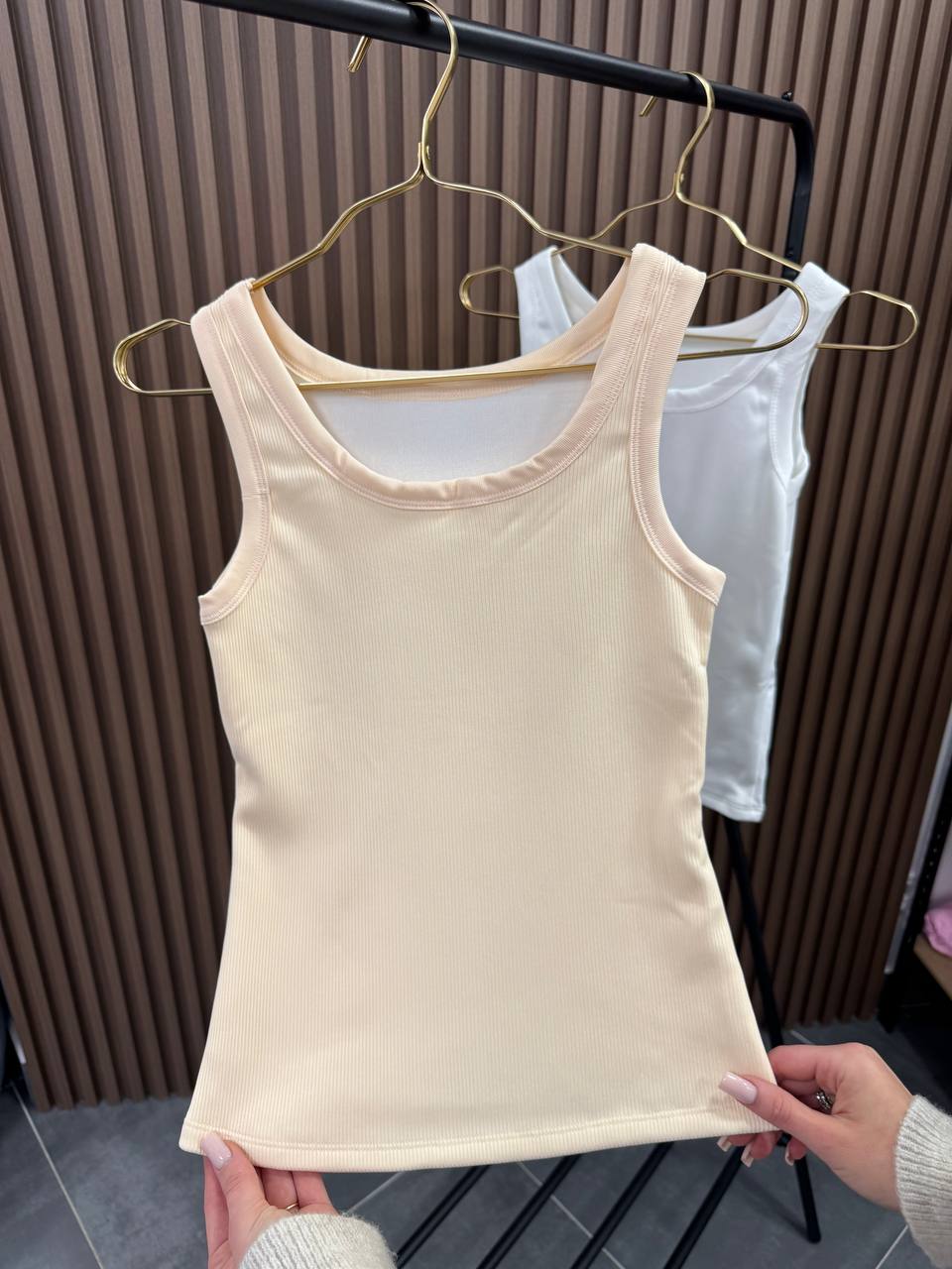 Утеплена майка в рубчик