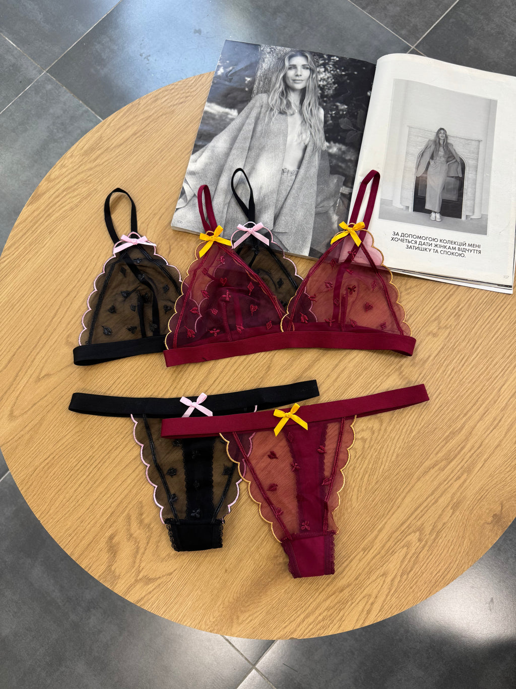 Комплект в сіточку з бантиками