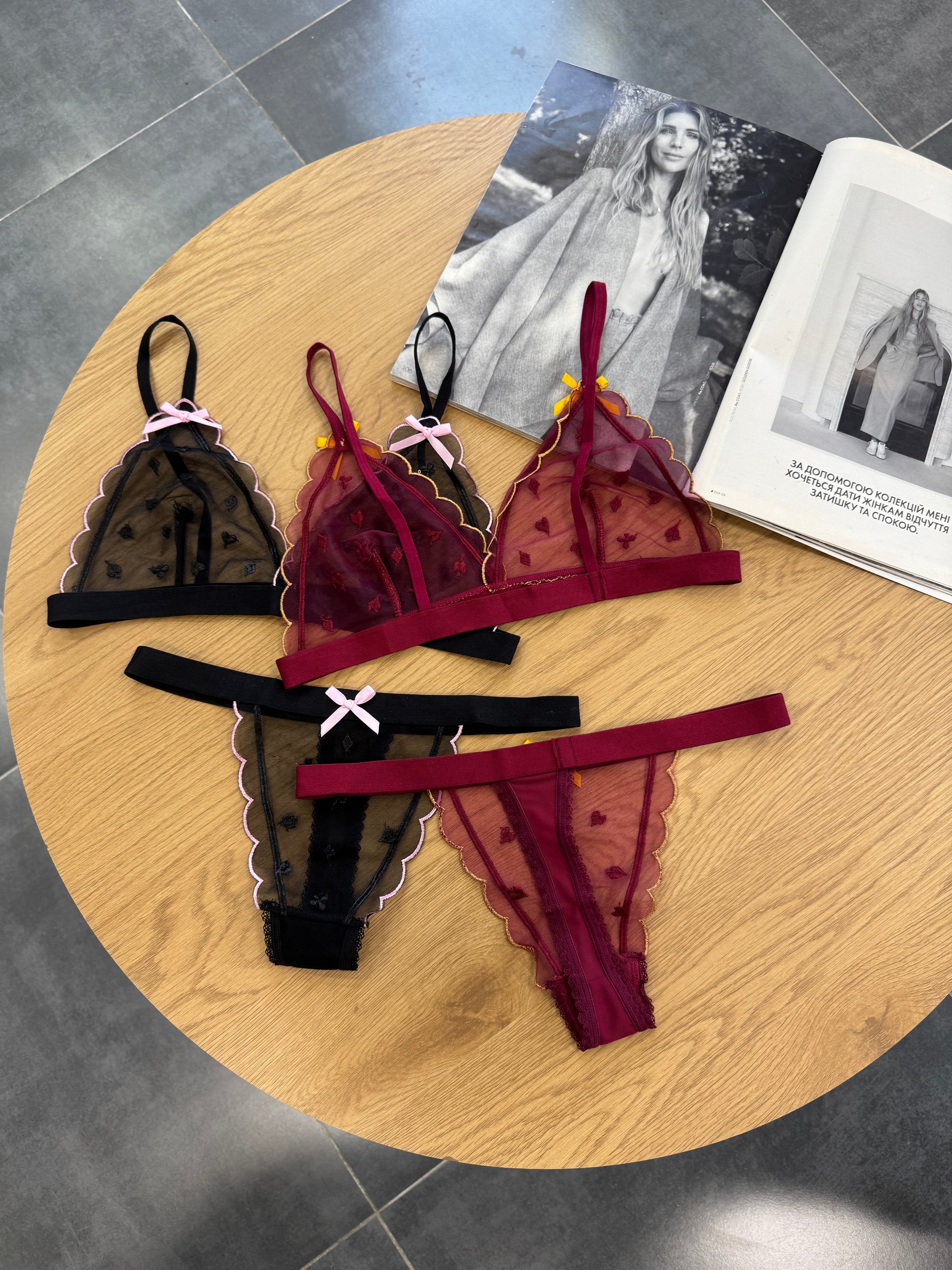 Комплект в сіточку з бантиками