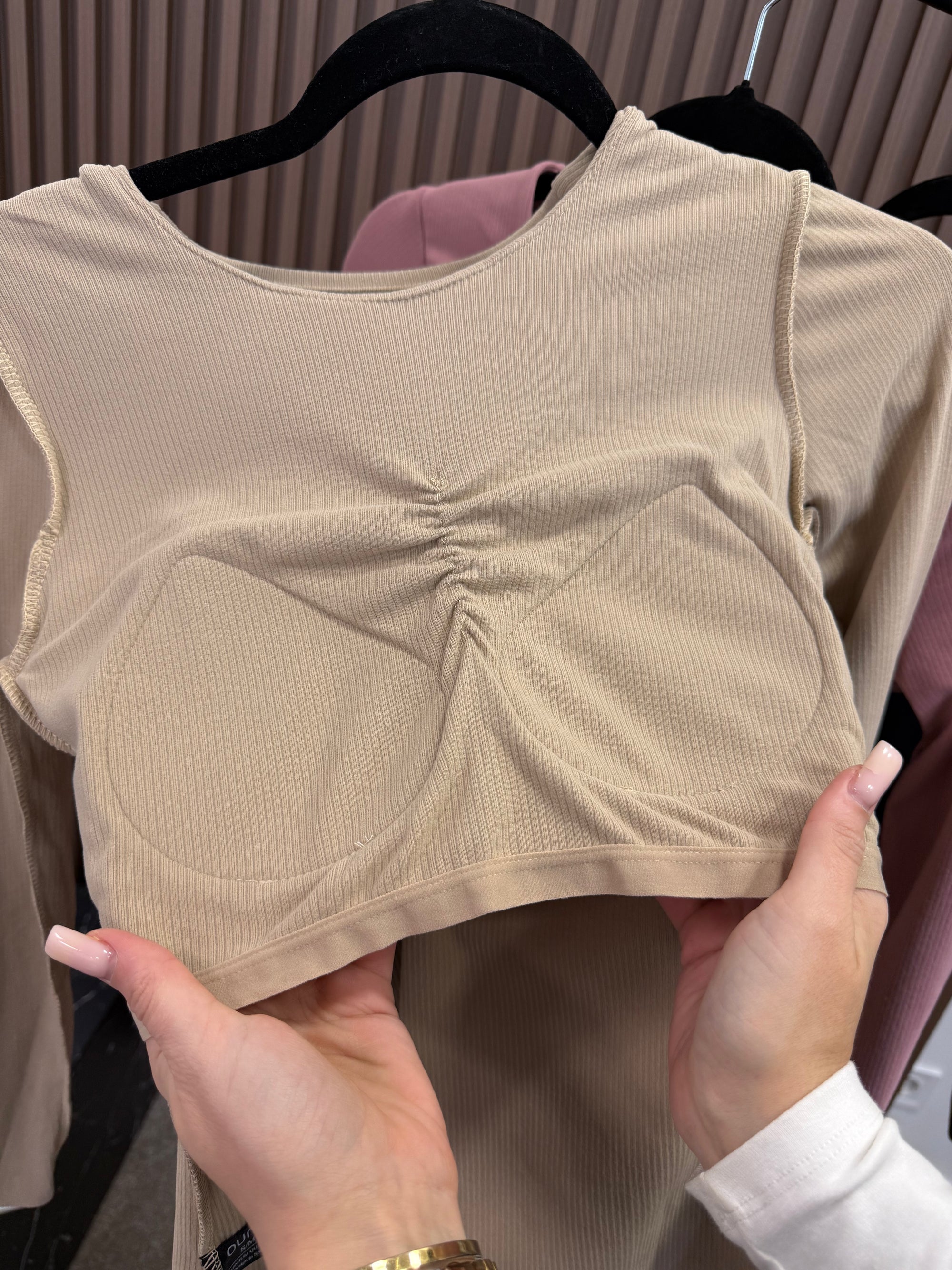 Лонг в рубчик з вставними чашками